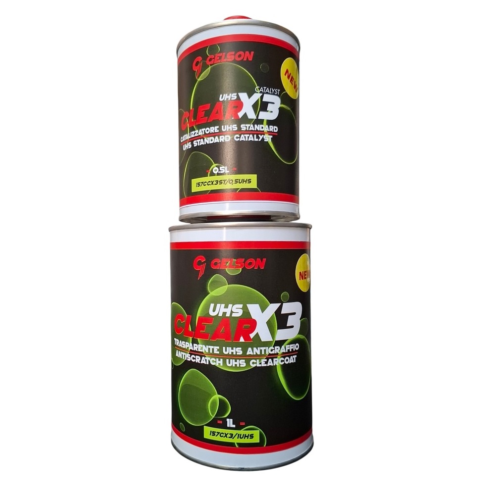 KIT VERNICE LUCIDO TRASPARENTE UHS ANTIGRAFFIO CLEAR X3 NEW - GELSON -